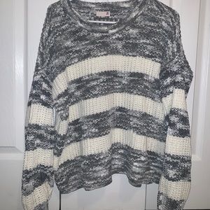 grey and white sweater